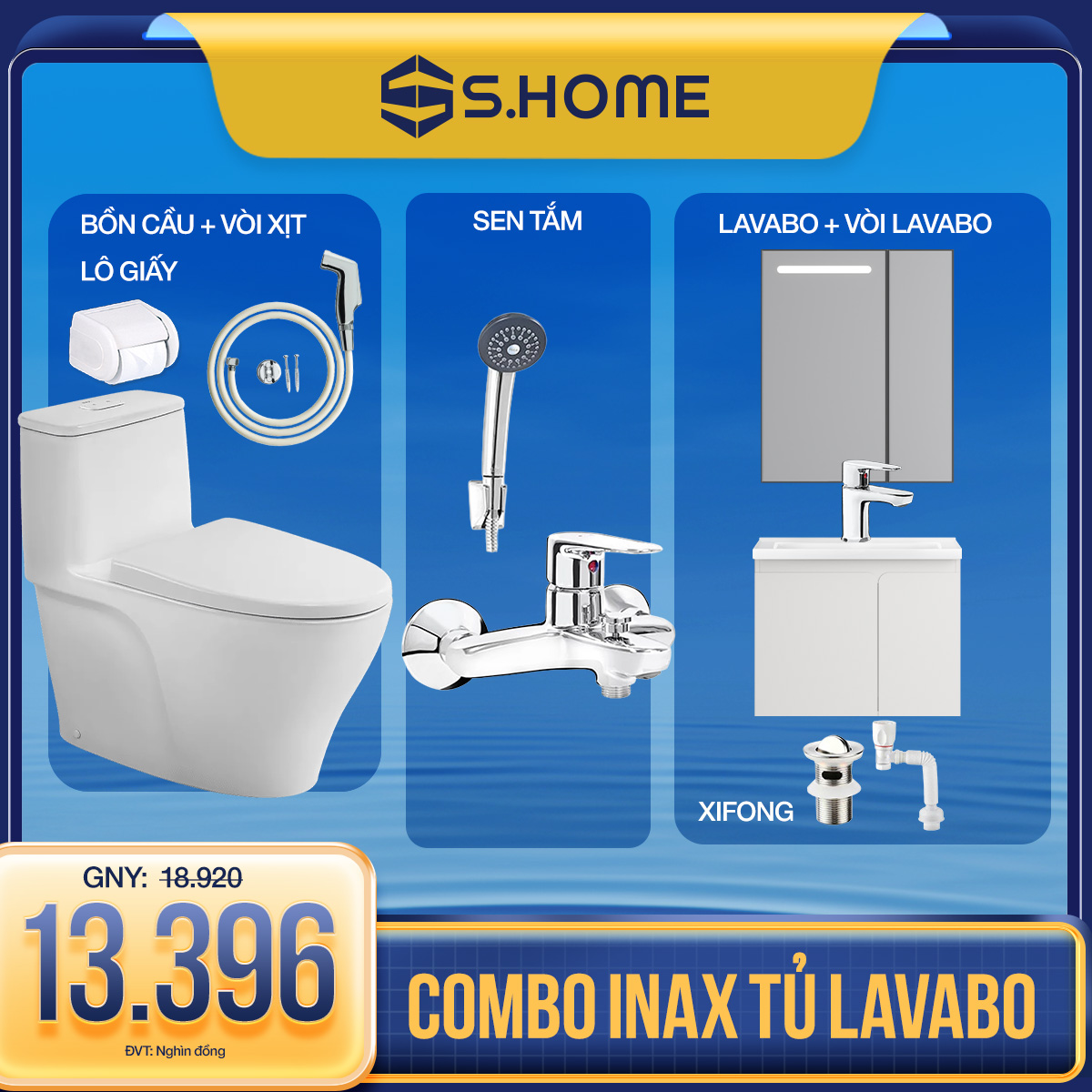COMBO INAX CÓ TỦ LAVABO MORRIS